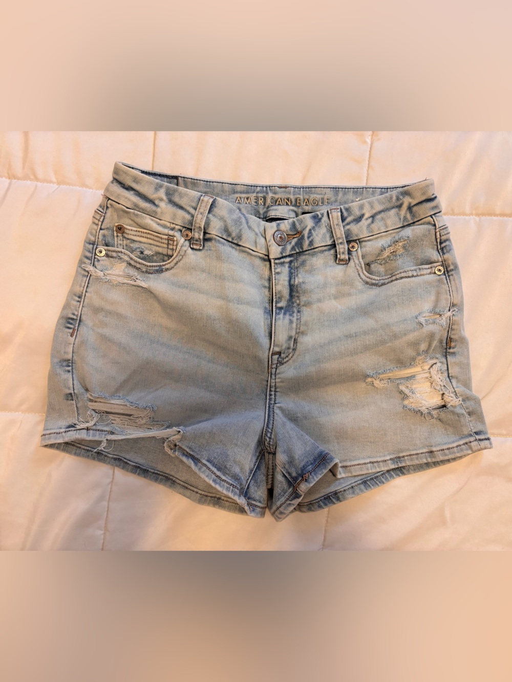 American Eagle Outfitters Light Wash Distressed Denim Shorts